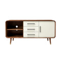 Moderne houten tv-meubel met wit en drie lades